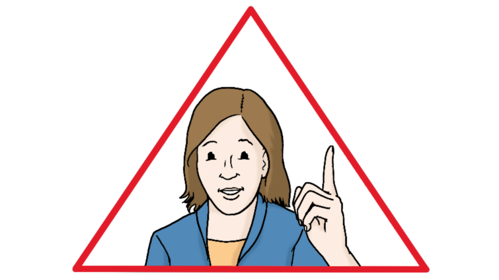 Frau hebt Zeigefinger
