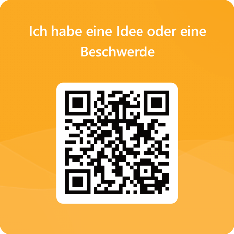 Text: Ich habe eine Idee oder eine Beschwerde QR-Code